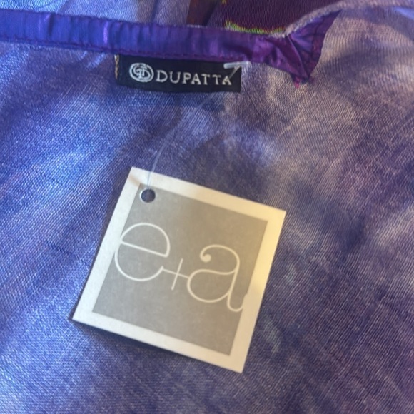 Dupatta purple watercolor shark bite hem semi-sheer poncho/cover-up. NWT. OS. - Picture 7 of 8